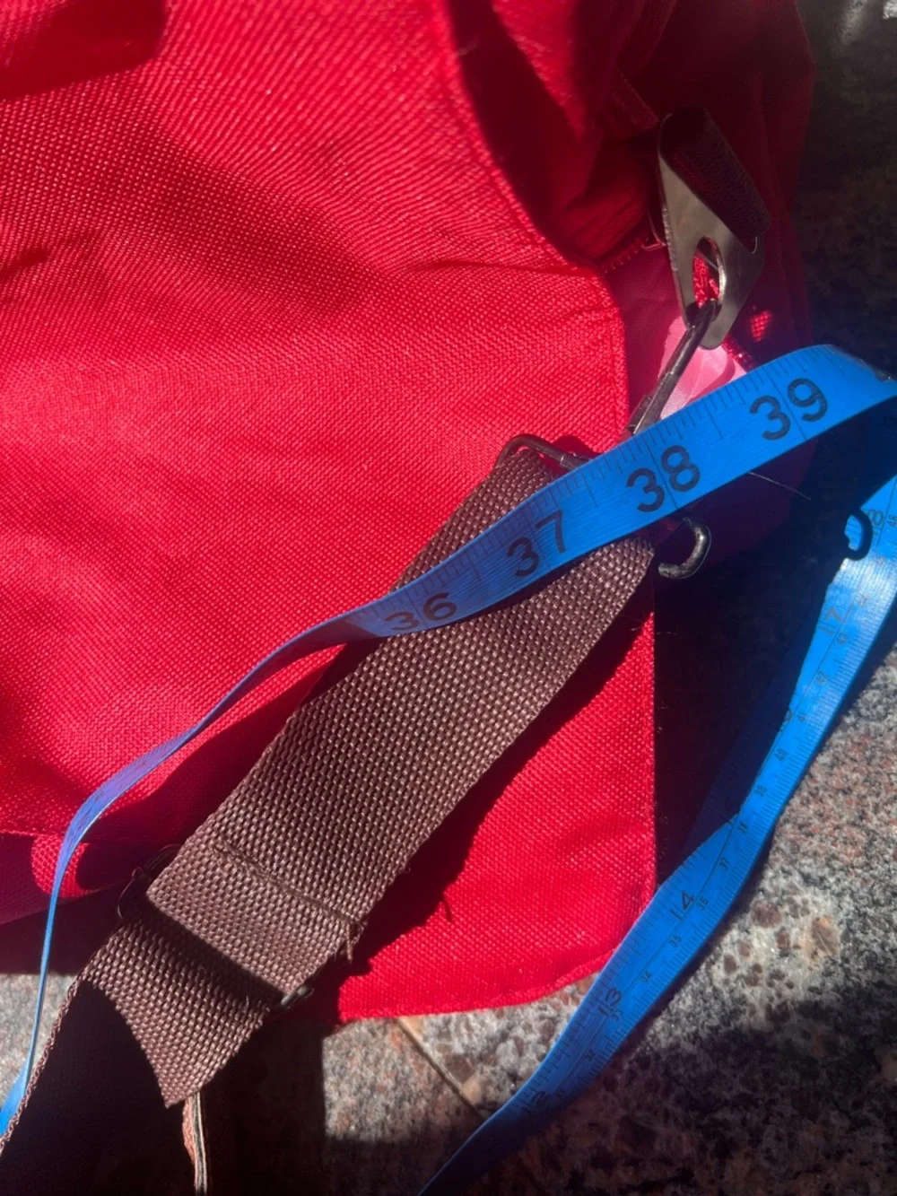 Red Men's Travel Tote Bag with Brown Handles